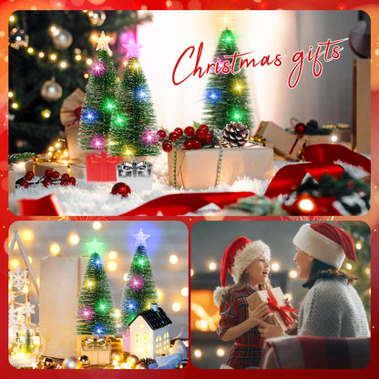 Mini Christmas Tree with Lights, 4 Pack Tabletop Christmas Tree with LED Lights for Indoor Christmas Decorations Holiday Party Ornagment, Christmas Centerpieces for Tables New Year Decoration(4)