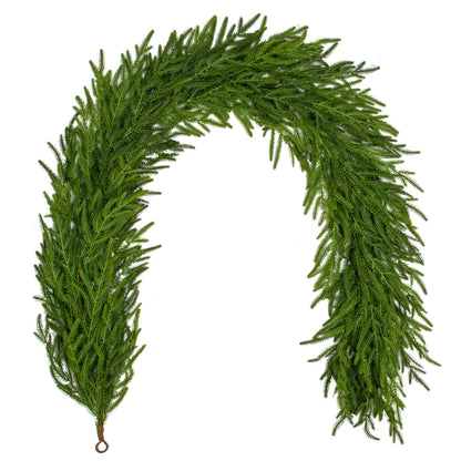 Hollyone 6FT Norfolk Pine Garland Real Touch Winter Pine Garland Faux Christmas Garlands Artificial Greenery Plant for Table Fireplace Mantle Wall Indoor Outdoor Mantle Holiday Christmas Home Decor