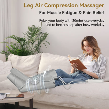 FIT KING Leg Massager for Circulation Air Compression Leg and Foot Massager to Relieve Pain Swelling Edema with Handheld Controller - 3 Intensities 2 Modes - Great Gift for Wife Mom and Friend