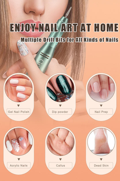Electric Nail Drill Professional, 45000RPM Cordless Electric Nail File for Acrylic Gel Nails, Professional Nail Drill Manicure Pedicure Polishing Shape Tools for Home Salon