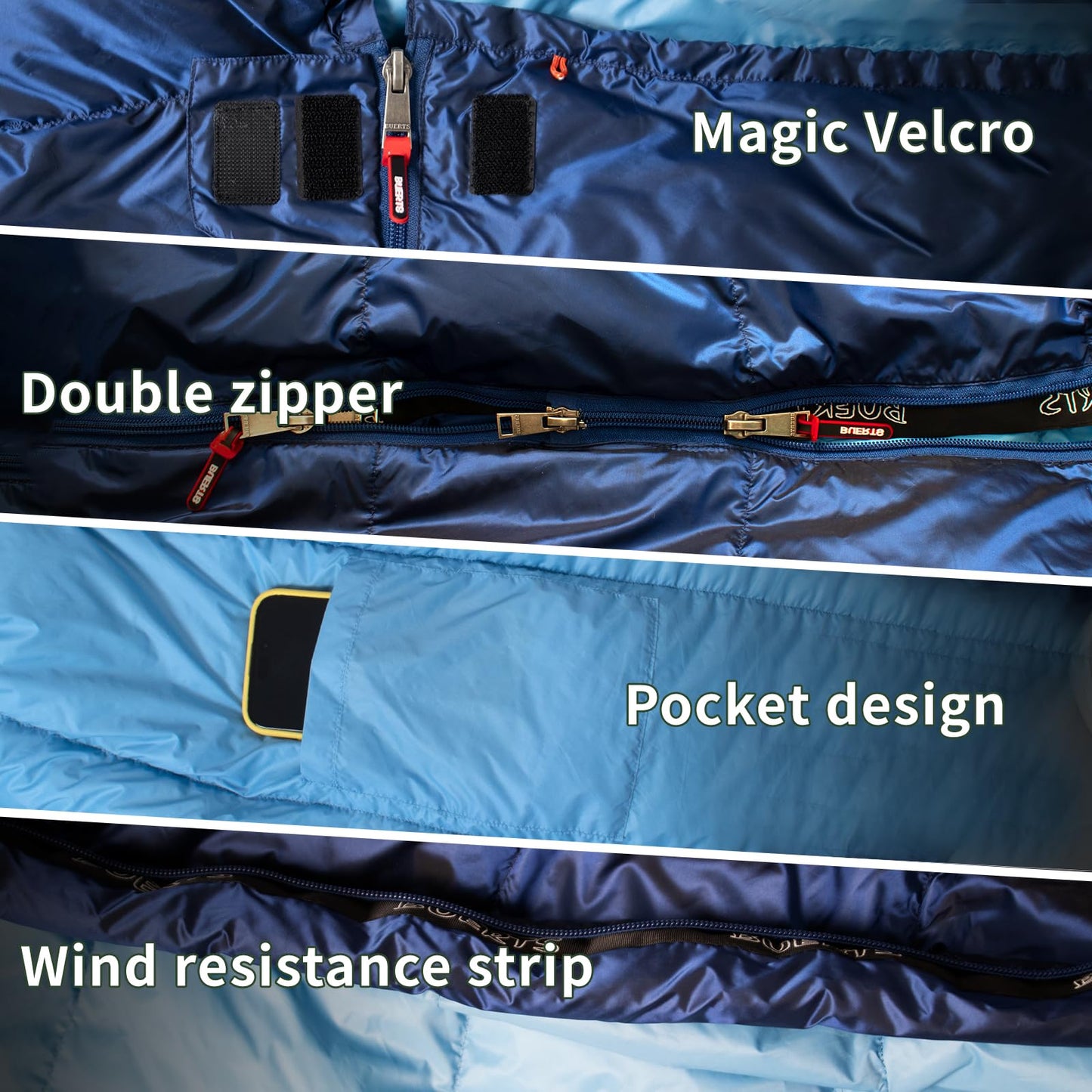BUERTS Lightweight Sleeping Bag for Adults.21 to -4°F.Weighs only 3.8lb. Down Sleeping Bag for Hiking, Camping, Mountaineering, Adventure and Backpacking.