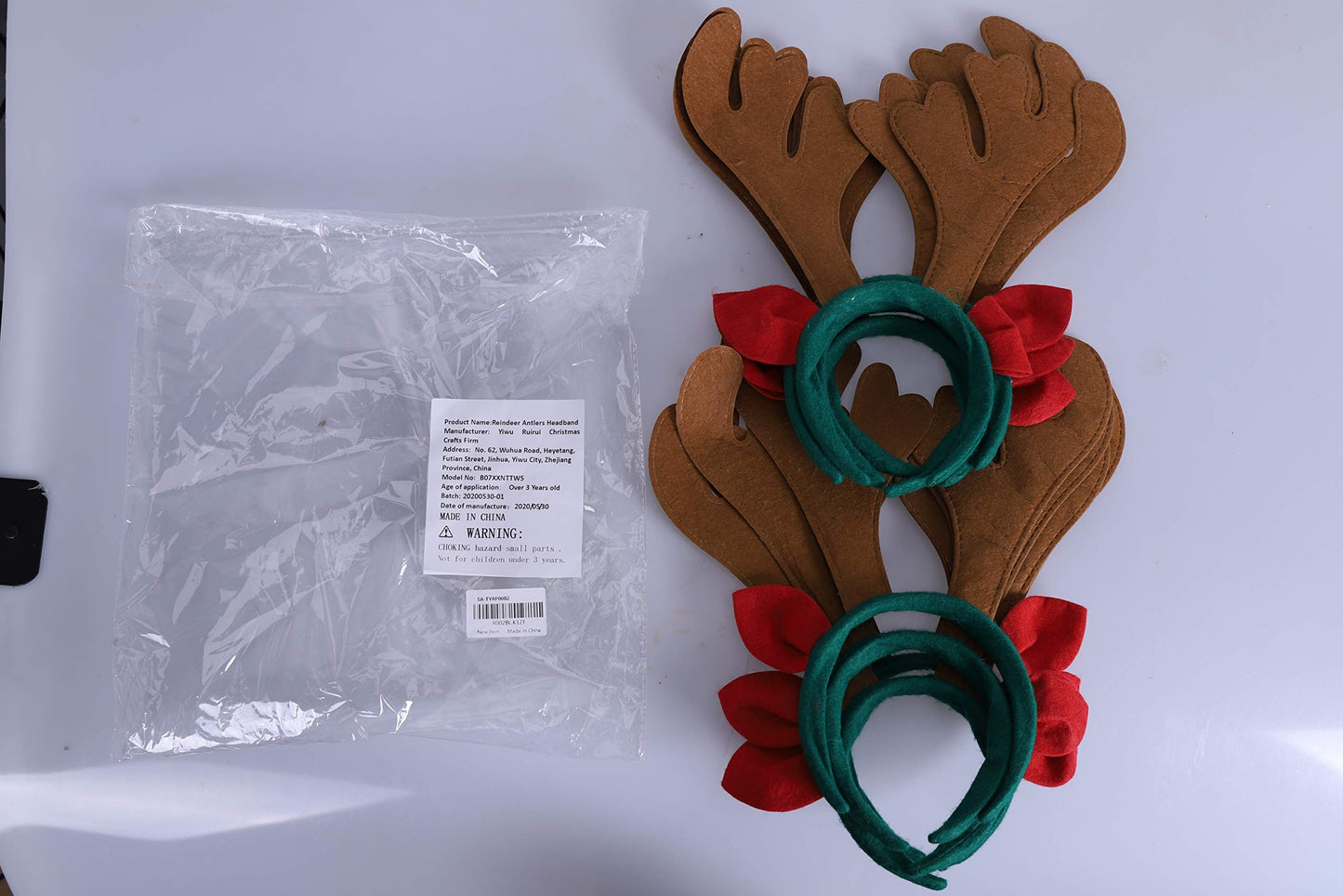 Max Fun Christmas Headbands Reindeer Antlers Headband Xmas Decoration Costume Hairbands for Christmas Parties Holiday Favors Photo Booth(Pack of 8)