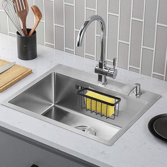 Sponge Holder for Kitchen Sink Suction, Stainless Steel Sponge Holder for