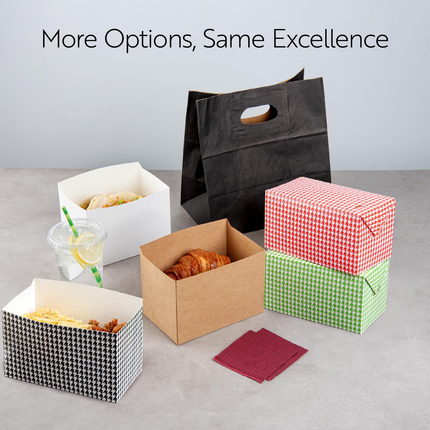 Restaurantware Bio Tek 80 Ounce To Go Boxes 400 Rectangle Take Out Food Containers - Fast Top Closure Disposable Black Houndstooth Paper Carry Out Containers For Burgers Or Fried Chicken