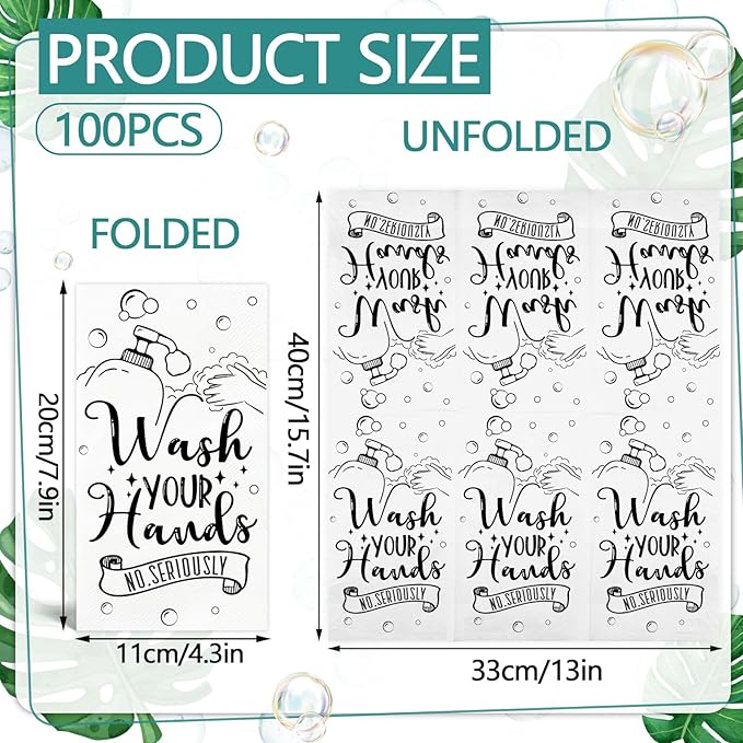 100 Pcs Disposable Hand Towels for Bathroom Paper Towels for Guests 3 Ply Wash