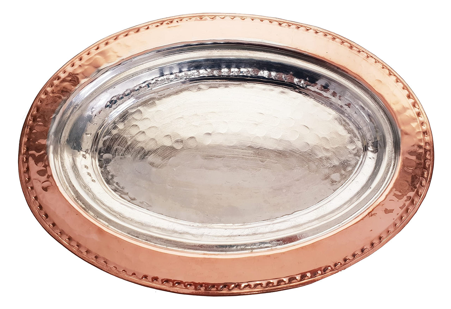 DLK - Handmade Pure Copper Serving Plate - Iskender Kebab Plate - Turkish Kebab presentation - Oval Copper Plate 12 inch (31cm)