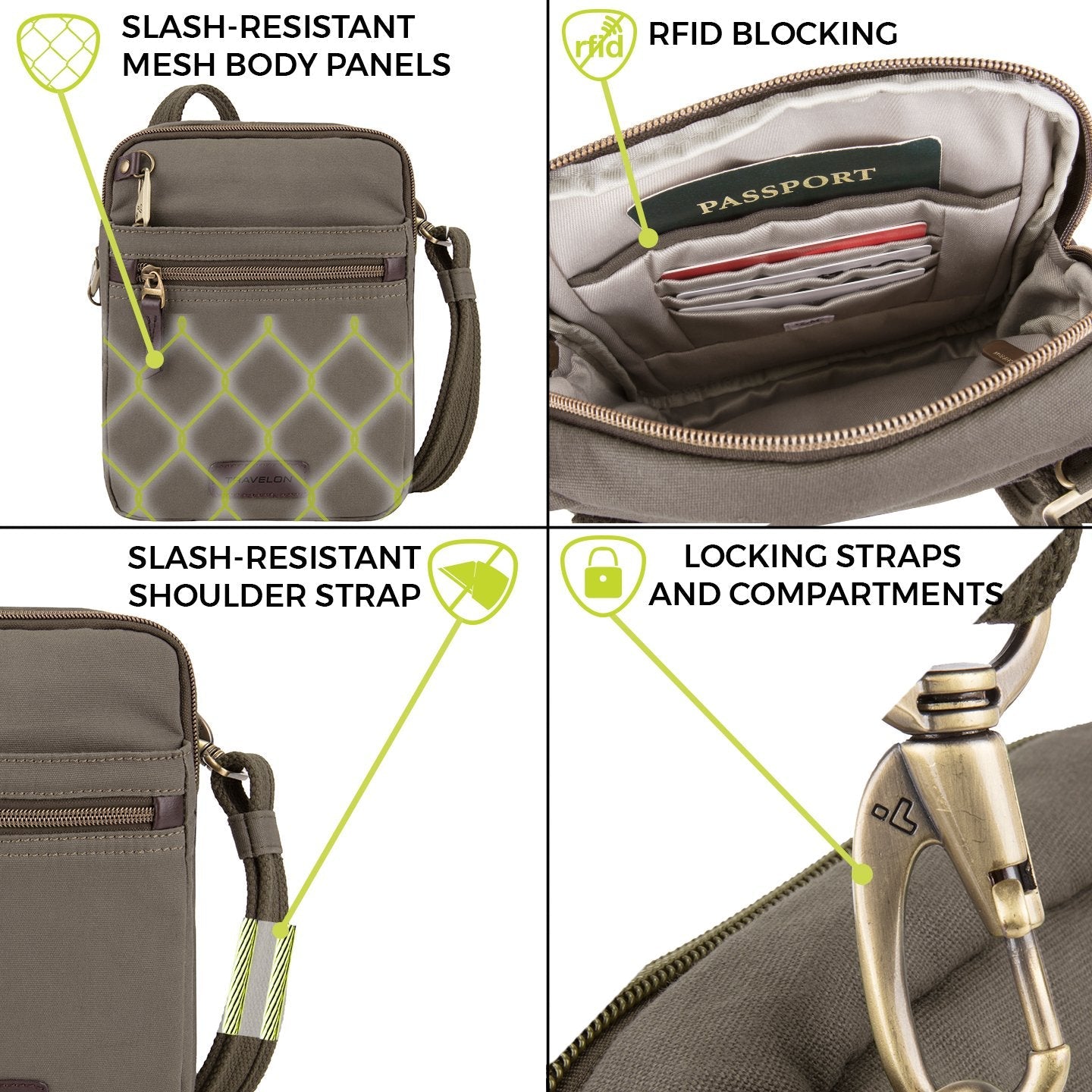 Travelon Unisex Adults Anti-theft Courier Small N/S Slim Tote, Stone Gray