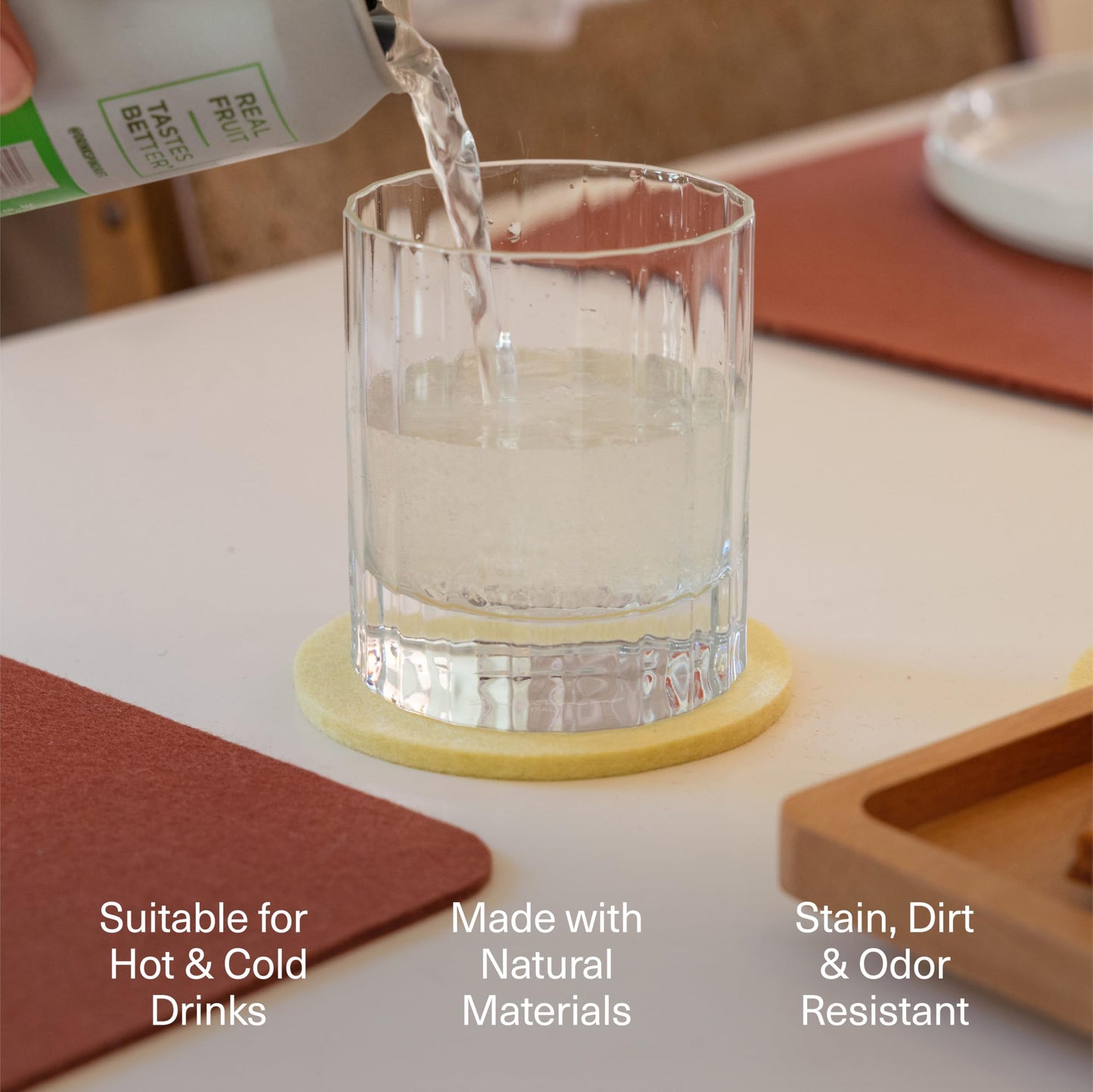 Graf Lantz - Bierfilzl Merino Wool Square Coasters Set of 4, Heather White (4"x4"x5mm), Absorbs 30% Weight, Natural German Wool - Heat Resistant, Sustainable, Reusable - Home Decor, Coffee Table Decor