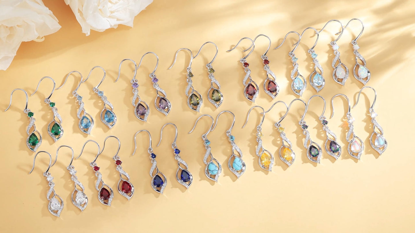FANCIME Gift for Women March Birthstone Dangle Earrings for Women Teardrop Aquamarine Earrings S925 Sterling Silver infinity Love Birthday Gifts for Mom Women