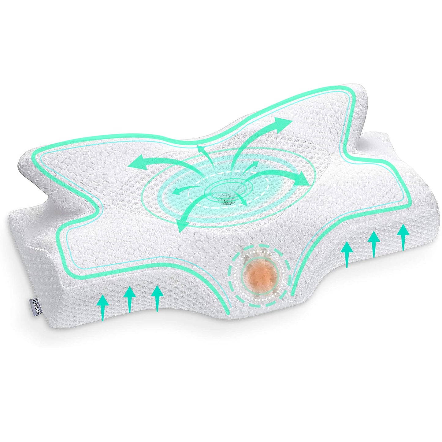 Elviros Cervical Memory Foam Pillow for Neck Pain Orthopedic Neck Pillow for Shoulder Pain Ergonomic Head Neck Support Pillow for Side/Back/Stomach Sleepers with Removable Cover (White-S)