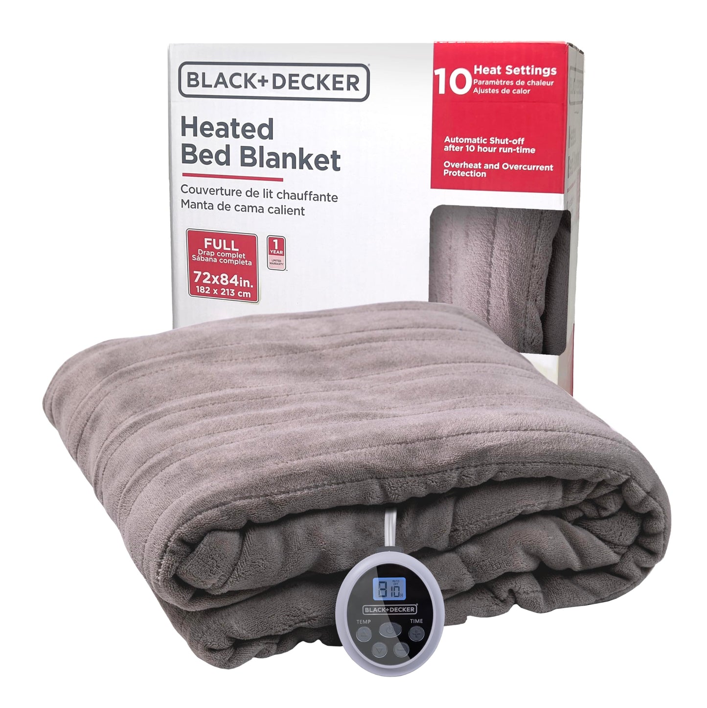 BLACK+DECKER Heated Blanket Electric Throw, Fleece Electric Blanket, Heating Blanket with 4 Heating Levels, 3H Timer, Auto Shutoff, Fast Heating (50x60 inches, Maroon)