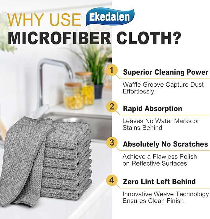 Microfiber Cleaning Cloth Waffle Weave