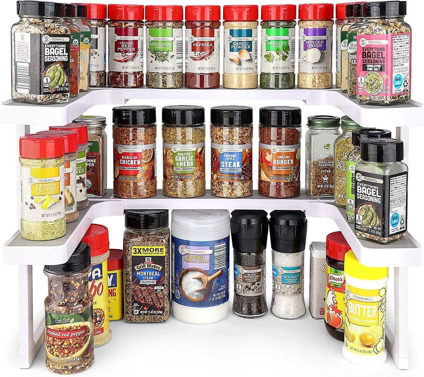 Spicy Shelf Deluxe - Expandable Spice Rack and Stackable Cabinet & Pantry Organizer (1 Set of 2 Shelves) - As seen on TV Deluxe (Spicy Shelf Organizer) - Pantry Organization - Pantry Spice Organizer