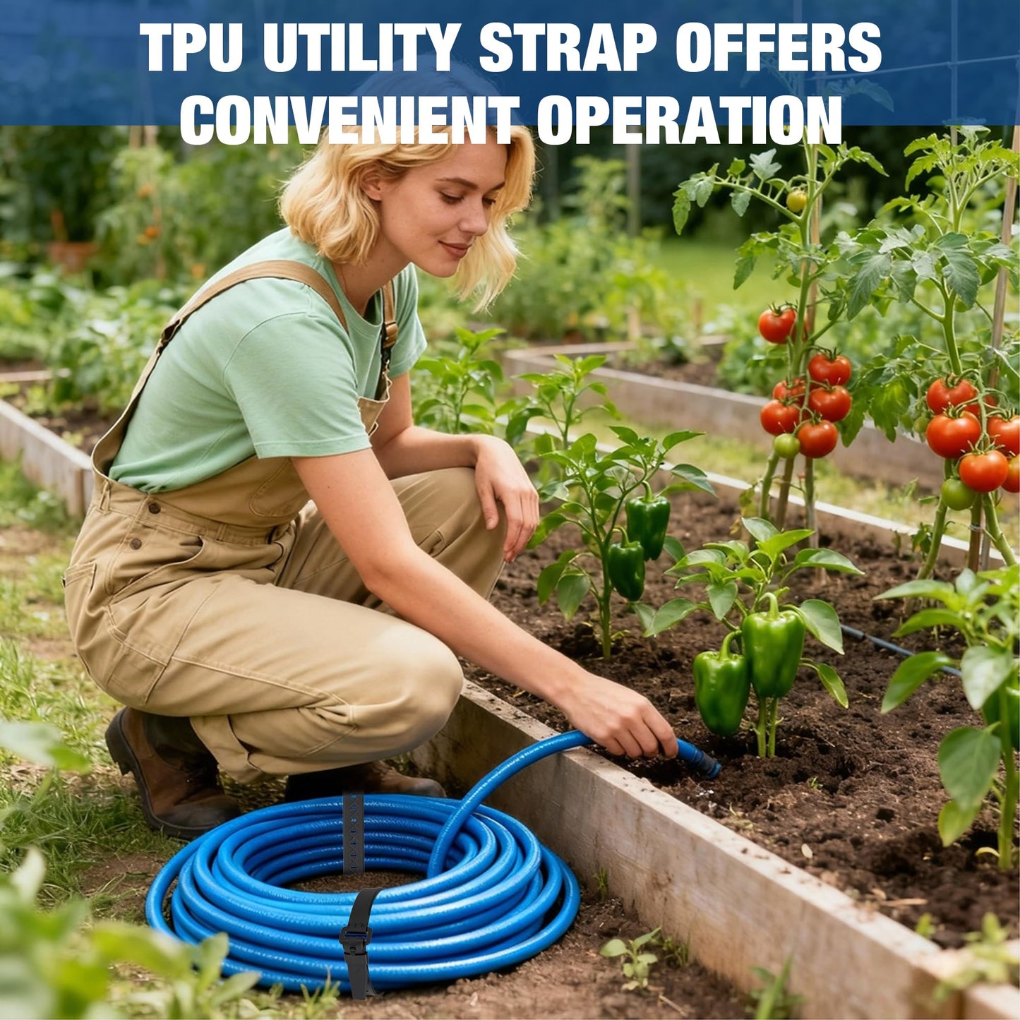 Starry 4pcs TPU Utility Straps Adjustable Durable Elastic Straps with Buckle Strong Tie Batch Tested 70 lb Fastening Lashing Securing Tool for Skis Moto Gear Trucks Cargo Garden Hoses 18.9" Length