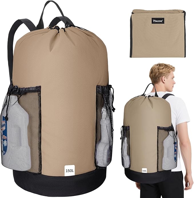 BALEINE 150L Laundry Bag Backpack, 900D Oxford Fabric Large Travel Laundry Bags