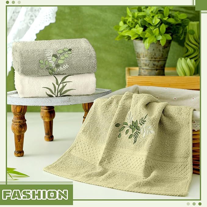 Eucalyptus Leaves Hand Towels Farmhouse Green Bathroom Decor 14x29 Inch