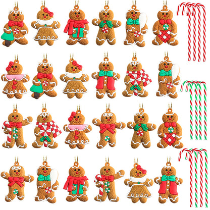 Zhanmai 36 Pcs Gingerbread Man Ornaments - Christmas Candy Canes & Hanging Ornaments Decoration for Xmas Tree & Home Holiday Party Decor (Cute Style)
