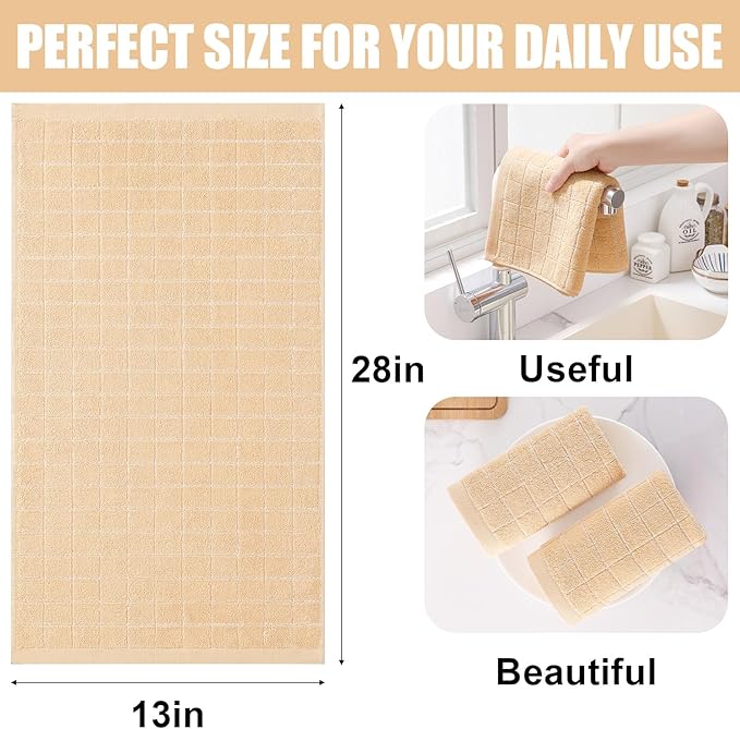 Homaxy 100% Cotton Terry Kitchen Towels, Checkered Designed, Soft and Super