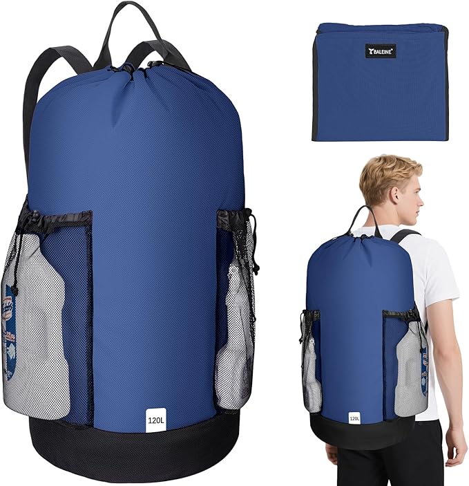 BALEINE 120L Laundry Bag Backpack, 900D Oxford Fabric Large Travel Laundry Bags