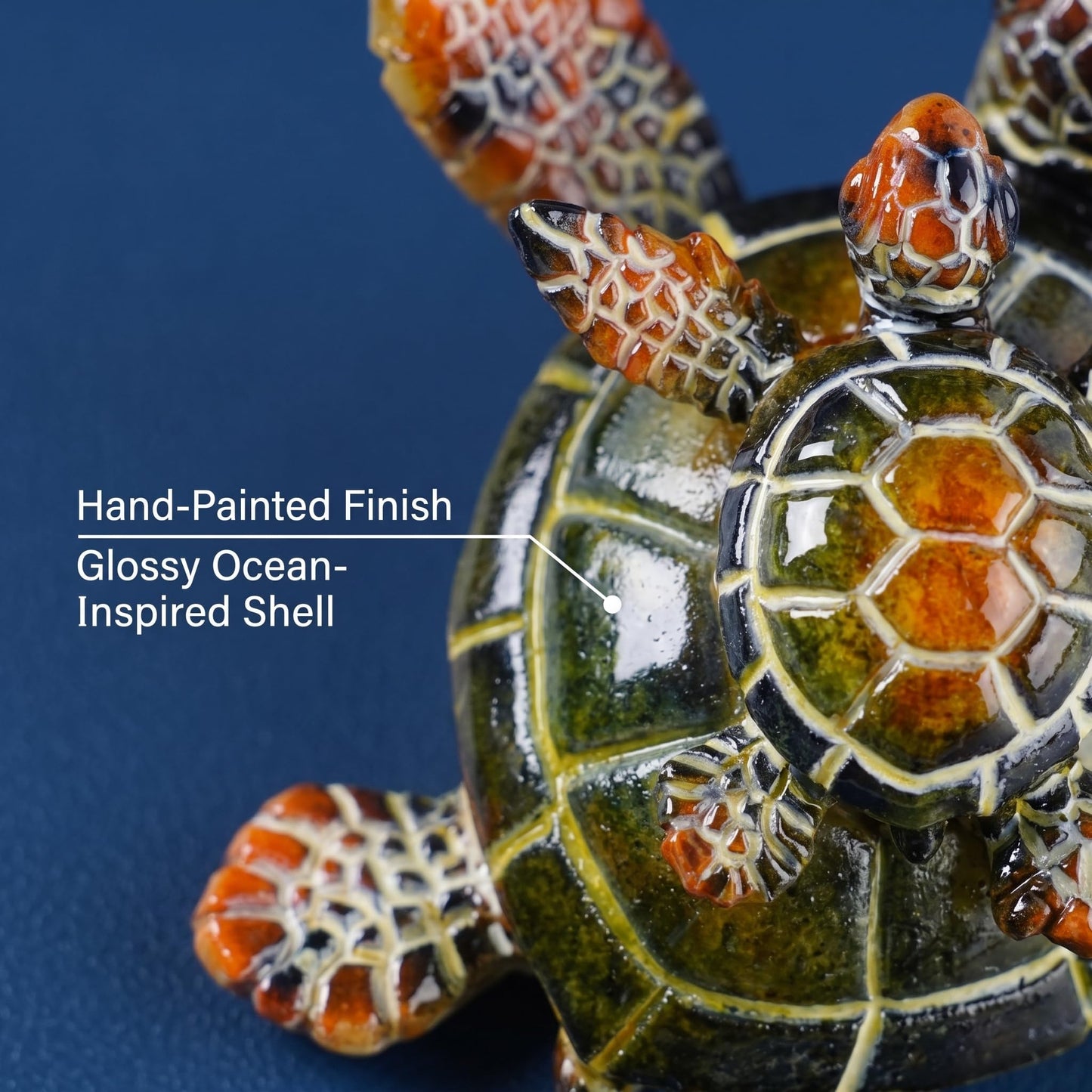 Brizoria Sea Turtle Ocean Decor Coastal Resin Figurines Green Beach Themed Room Decor Textured Shell and Flippers for Shelf Tabletop Bathroom Bedroom Office, Green