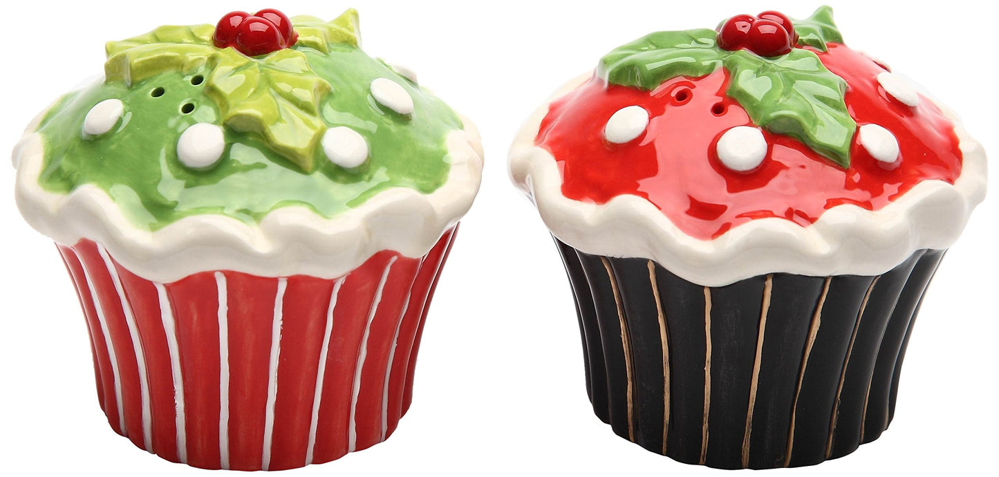 Cosmos Gifts Ceramic Seasonal Cupcake Salt and Pepper Set, 2-5/8-Inch