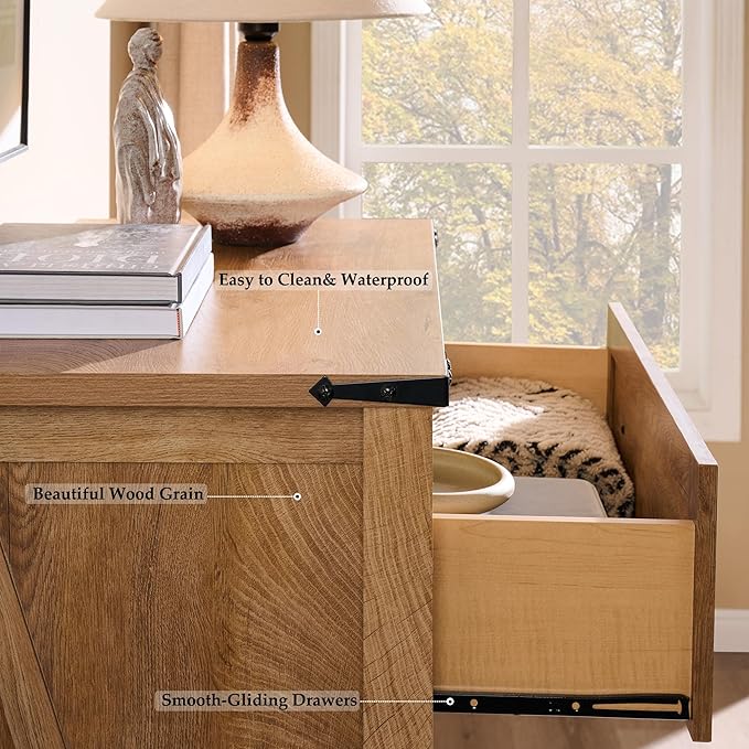 T4TREAM Farmhouse 5 Drawers Dresser Chests