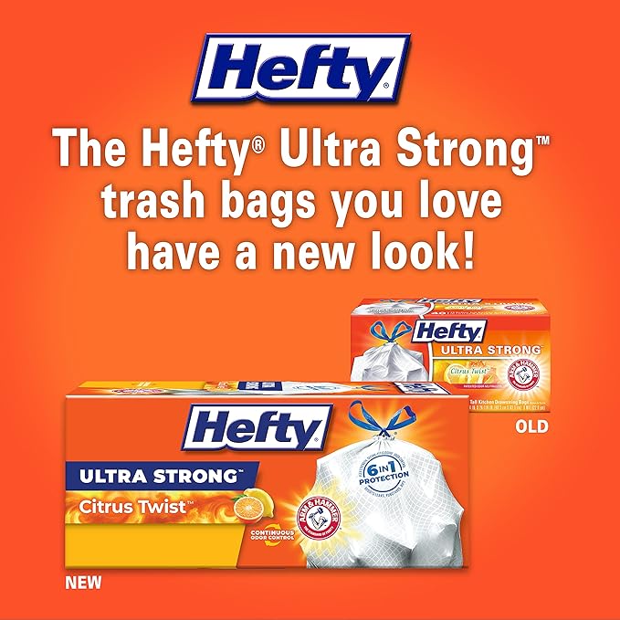Hefty Ultra Strong Tall Kitchen Trash Bags, Citrus Twist Scent, 13 Gallon