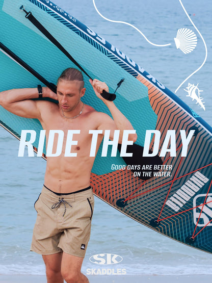 SKADDLES 11’6 × 35" Inflatable SUP–Super Wide, Stable Stand Up Paddle Board for Adults, Youth, Family & Pets, High Weight Capacity, Non-Slip EVA Deck, Premium Accessories (FLASHLINE · Strike Scale)