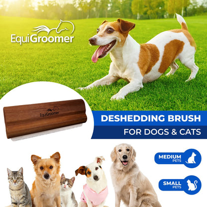 EquiGroomer Deshedding Brush for Dogs and Cats | Undercoat Deshedding Tool for Large and Small Pets | Comb Removes Loose Dirt, Hair and Fur (Mahogany)