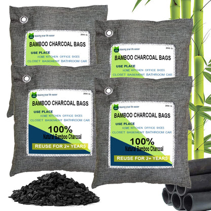 Charcoal Bags, Bamboo Bag 4 pack, 4x200g Air Purifier And deodorize, Charcoal Air Purifying Bags