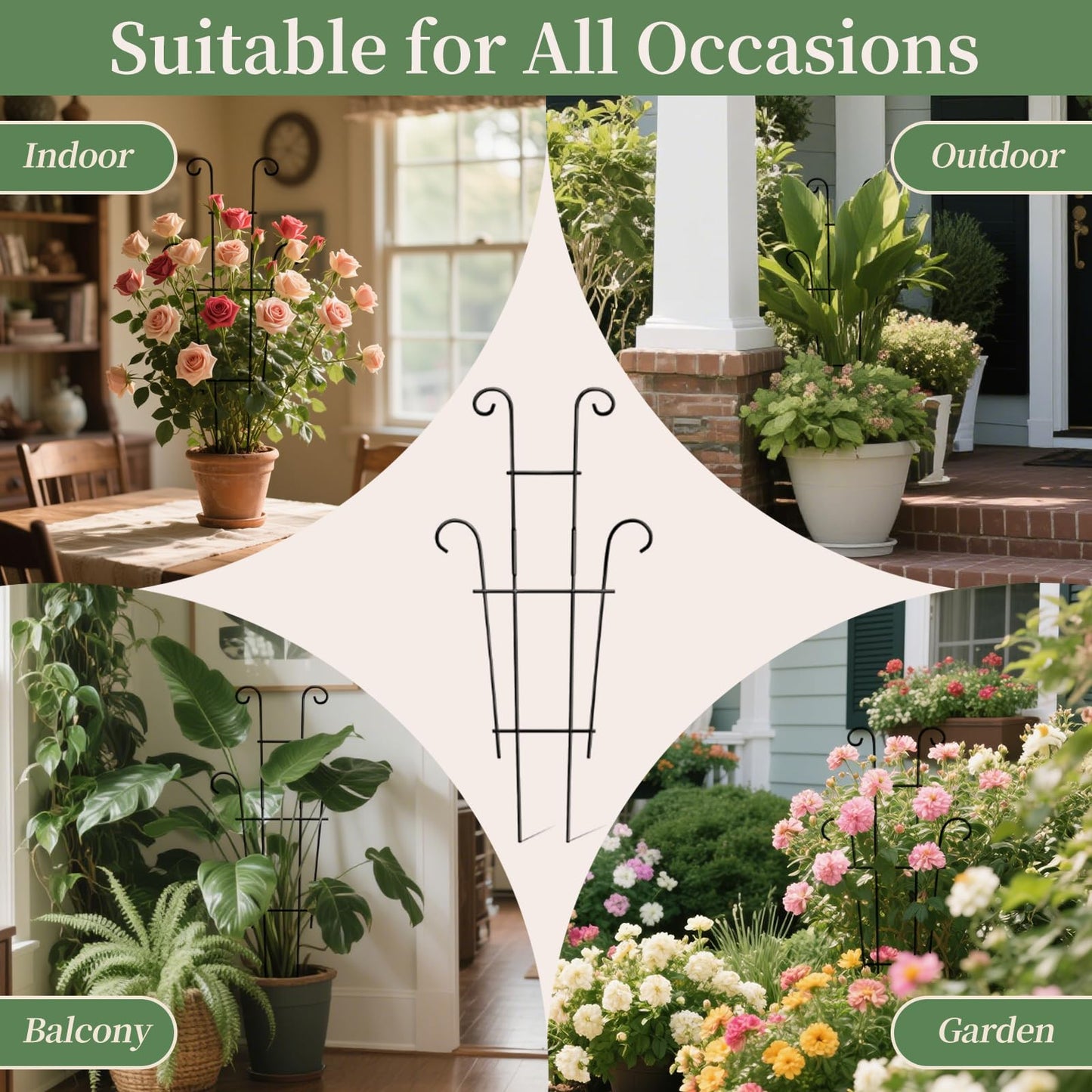 2 Pack 23.6 Inch Small Trellis for Potted Plants - Rustproof Garden Trellis for Potted Indoor Houseplants, Plant Support for Ivy, Pothos, Monstera, Hoya, Flower Vines (23inch/2 Pack)