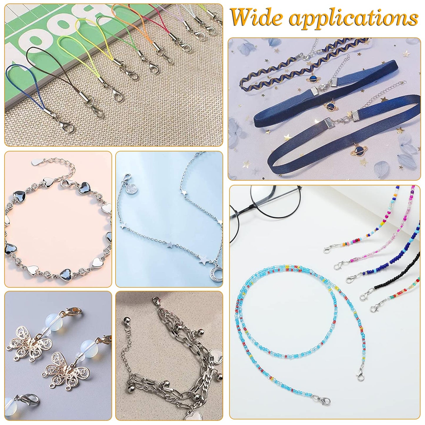 PH PandaHall 60pcs 304 Stainless Steel Lobster Clasps with 120pcs 4mm Open Jump Rings Jewelry Clasp Connector Bracelet Clips Closures for Earring Bracelet Necklace Pendants Waist Chain DIY Craft