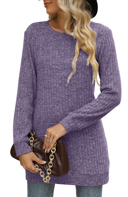 Sweaters for Women Long Sleeve Crewneck Sweatshirt Loose Casual Tunic Tops