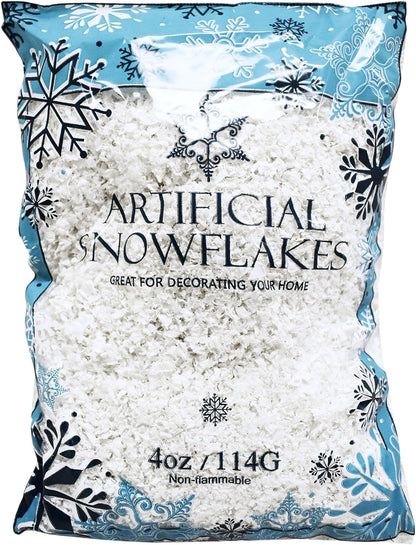 Black Duck Brand Snow Artificial Flakes 4 Oz Bag! Festive Fake Snow for Crafts, Christmas, and Decor!