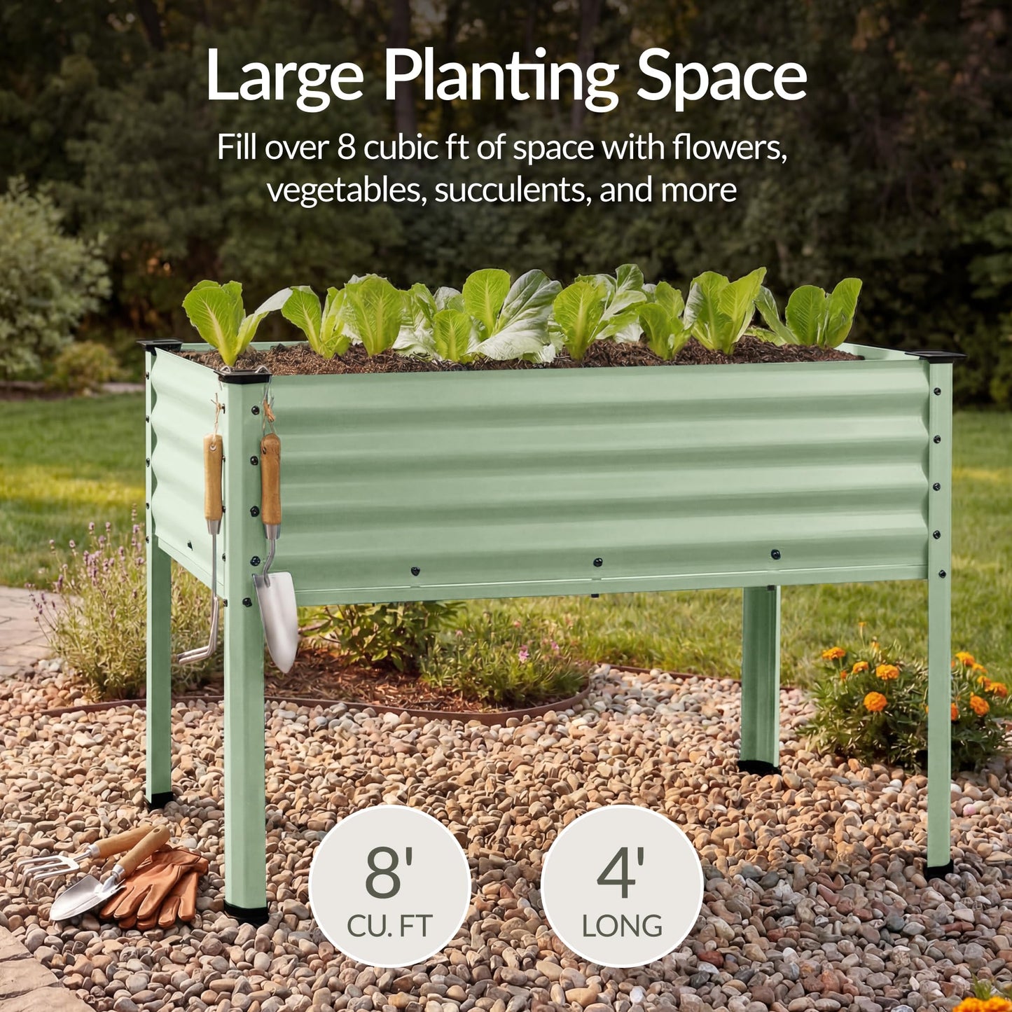 Best Choice Products 48x24x30in Galvanized Raised Garden Bed, Metal Elevated Planter Box, Vegetable Garden for Backyard, Patio, Balcony, 100% Non Toxic Materials - Sage Green