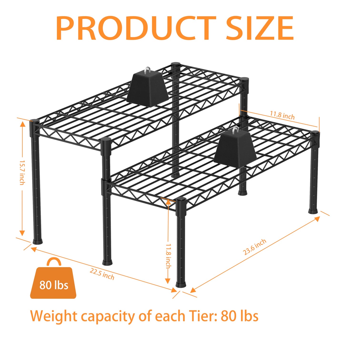 Xiofio 2 Tier Ladder Potted Multiple Plants for Indoor and Outdoor Plant Stands, Adjustable Shelves and Multifunctional Plant Racks suitable for living room balconies and gardens,(Black)