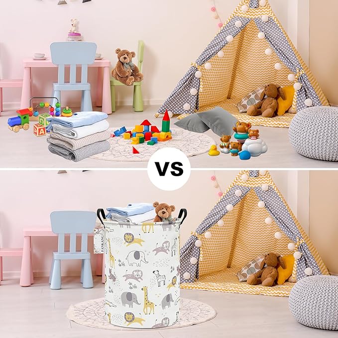 FANKANG Storage Basket, Nursery Hamper Canvas Laundry Basket Foldable