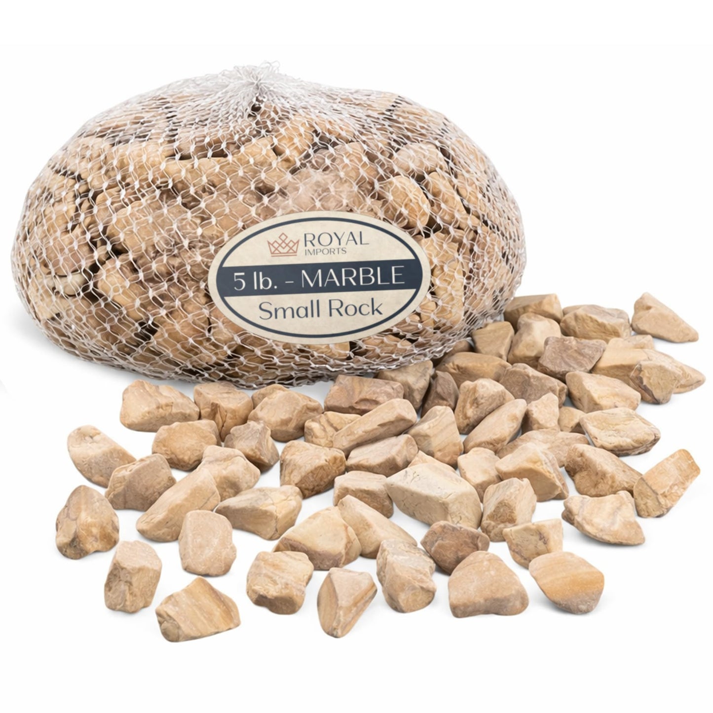 Royal Imports 5LB Decorative Stones River Pebbles Painting Rocks for Fish Aquariums, Plant Gravel, Landscaping, Home Decor Natural - Small Marble