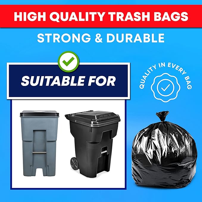 Tasker 95-96 Gallon Trash Bags Heavy Duty 95-100 Gallon Trash Bags│Black Heavy