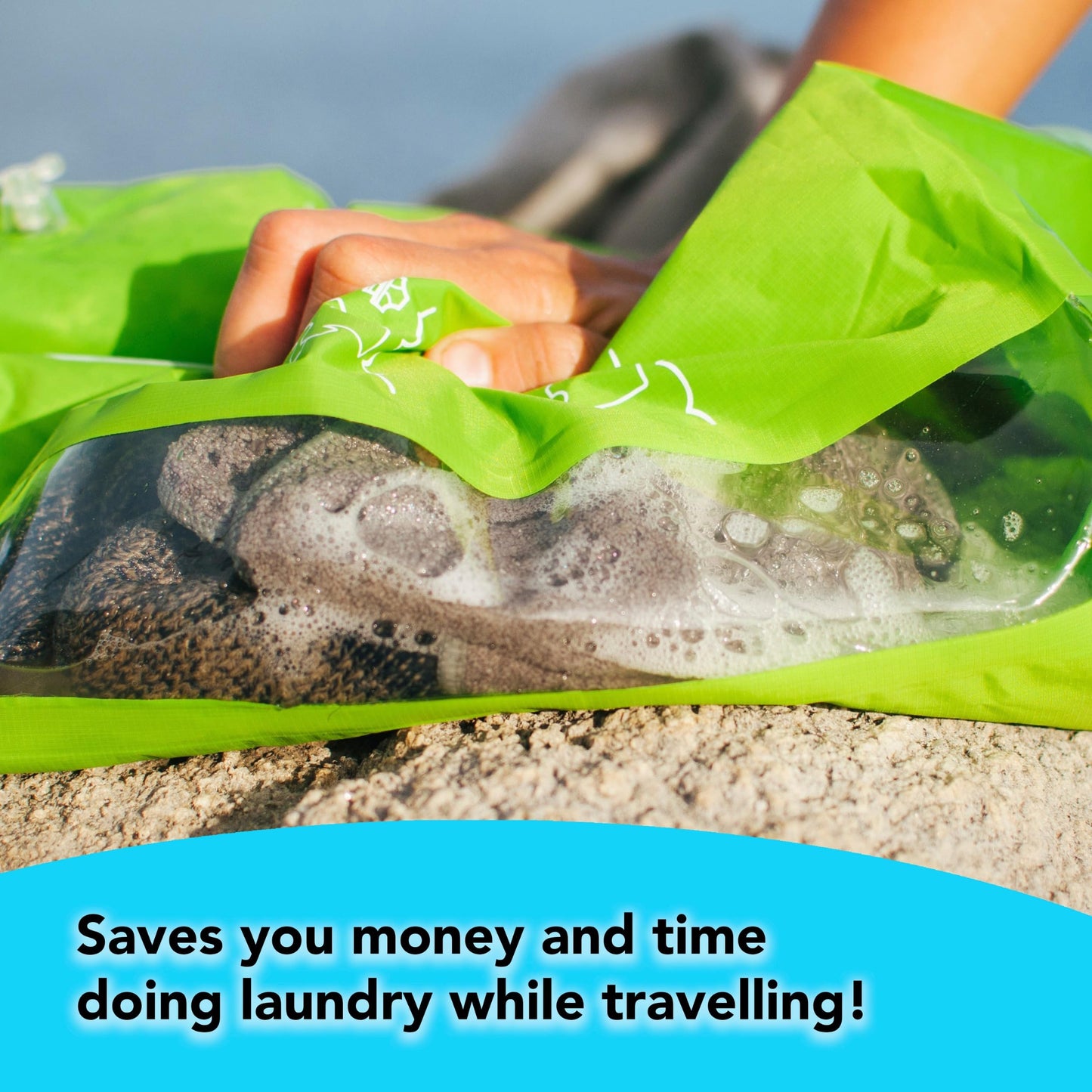 Scrubba Portable Wash Bag Untouched Kit (5 Pieces) – White Undyed, Unbleached, Hand Washing Machine System for Hotel, Hiking & Travel Wash – Light and Small Eco-friendly Camping Washer and Dryer