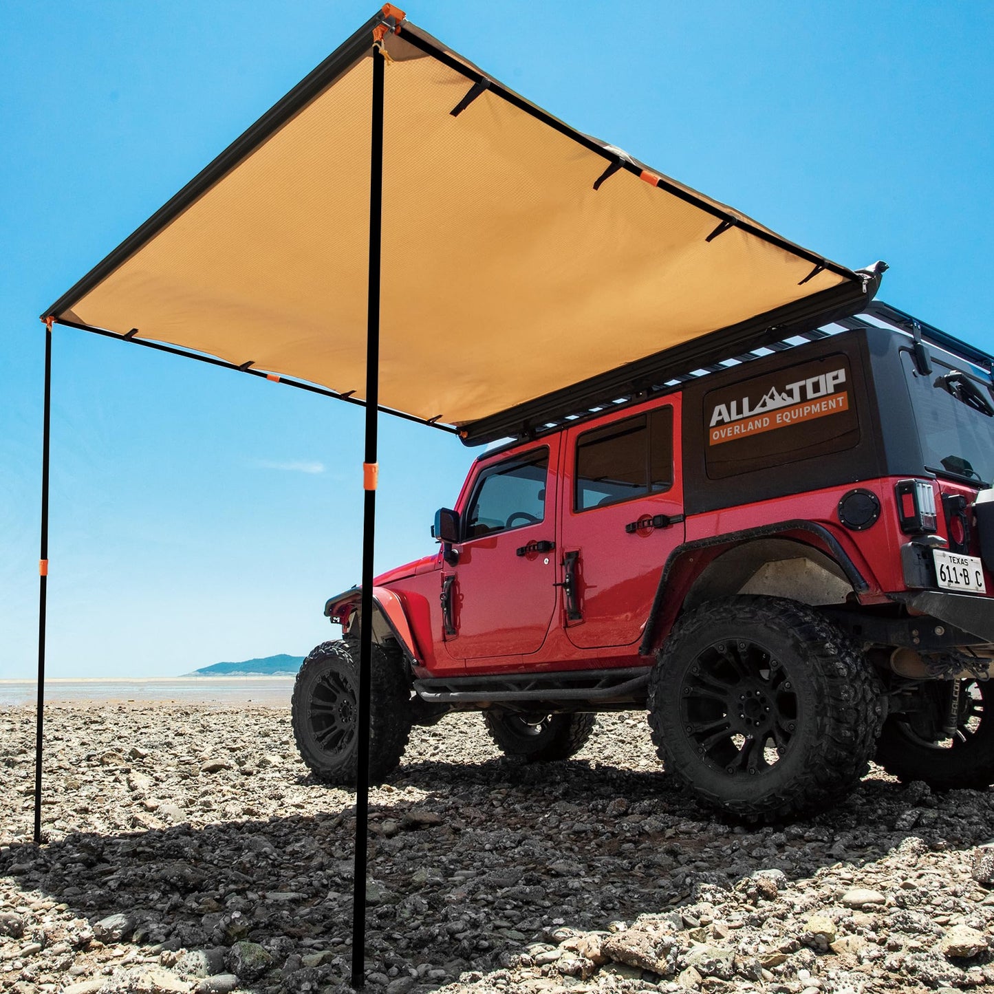 ALL-TOP Vehicle Awning 6.6'x8.2' Roof Rack Pull-Out Sun Shade UV50+, Weatherproof 4x4 Side Awning for Camping & Overland (Hardware Included)