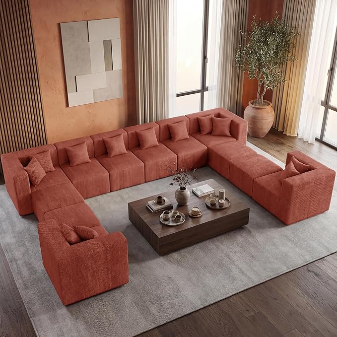 MONVANE Modular Sectional Sofa, Oversized 12 Seat Convertible U Shaped Couch