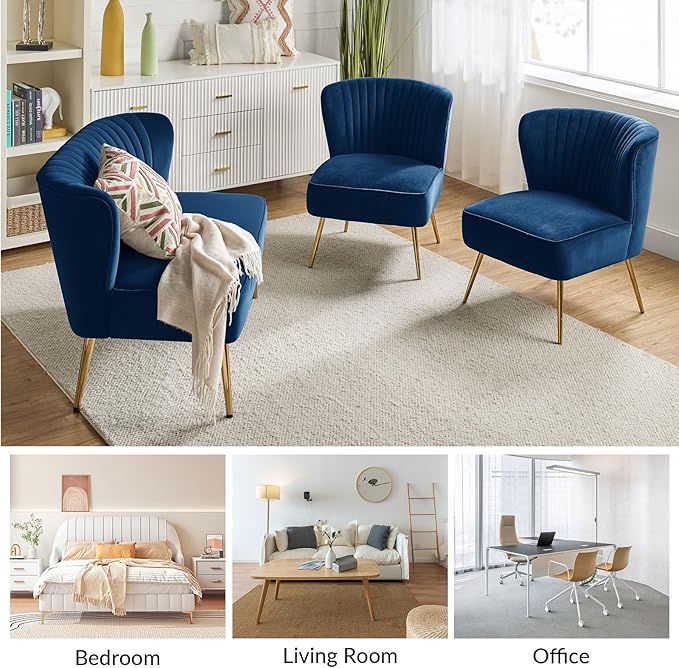 HULALA Home 3 Piece Velvet Living Room Furniture Set, Modern Comfy Upholstered