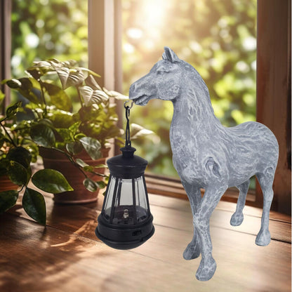 Horse Garden Statue with Solar Lantern,Garden Outdoor Horse Figurines Decor for Farmhouse Patio Yard Lawn Home Gifts for Mom Grandma Wome Housewarming Christmas Birthday