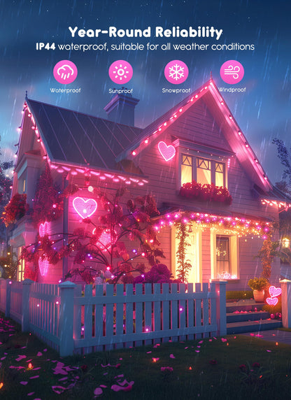 66Ft 200 LED Outdoor String Lights, Pink Fairy Lights Battery Operated with Remote, Waterproof Twinkle Lights for Bedroom Dorm Patio Tapestry Backyard Garden Party Indoor Valentine's Day Decoration