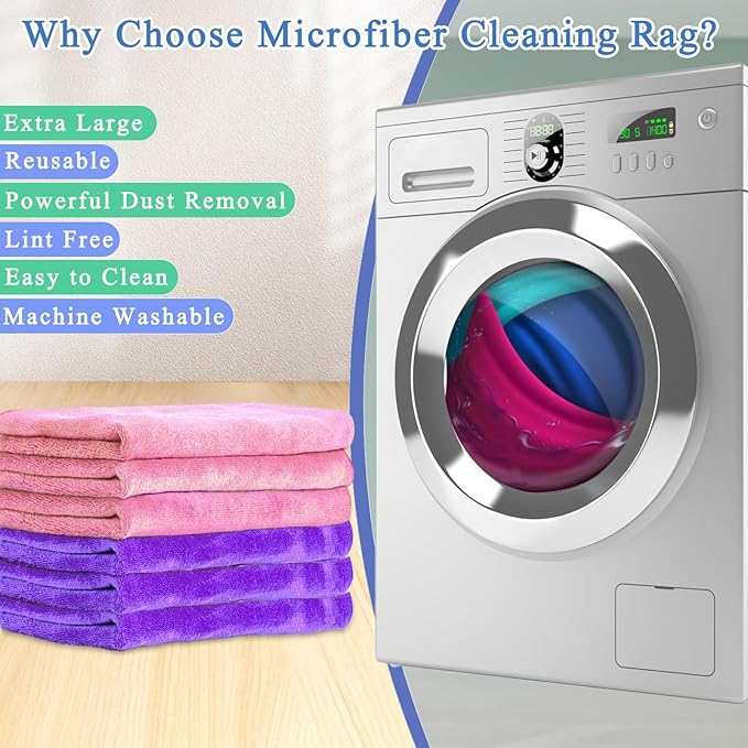 12 Pcs Extra Large Microfiber Cleaning Cloth, Microfiber Towels