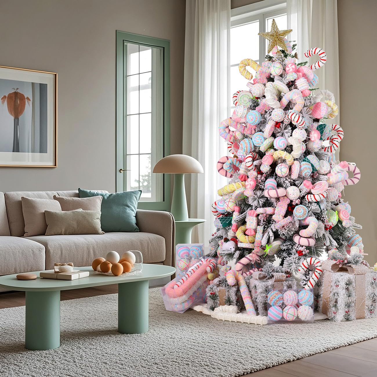 LANGXUN 6pcs Lollipop Candy Land 2025 Xmas Birthday Party Wedding Suppiles Decoration, Hanging Candy Cane Christmas Tree Décor, Christmas Decorative Hanging Ornaments Crafts