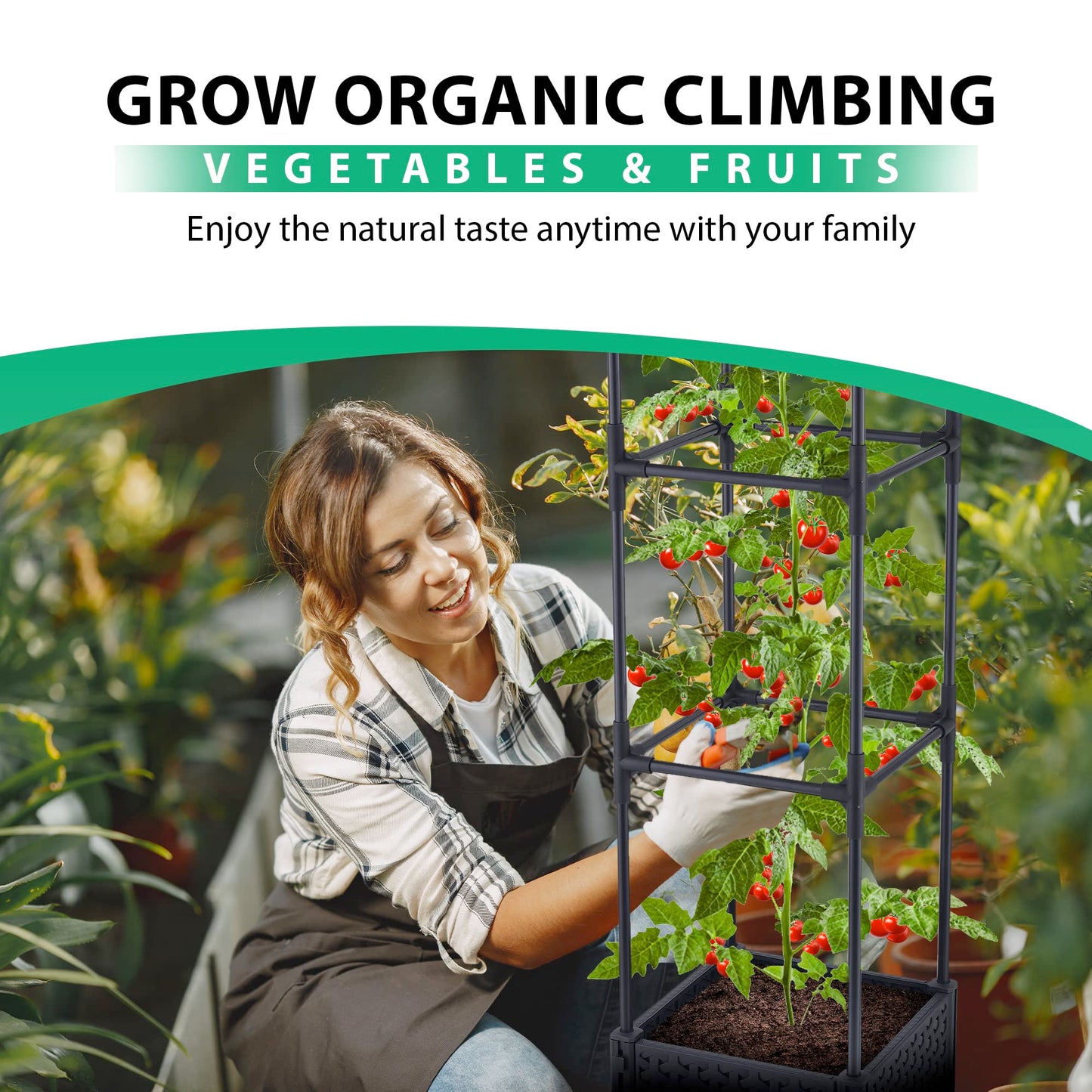 Tomato Planter with Metal Trellis,Self Watering Raised Garden Bed,for Garden Planter for Tomato Pots for Tomatoes Box Outdoor Planter for patio,Heavy Duty Container Planter for Climbing Vegetables