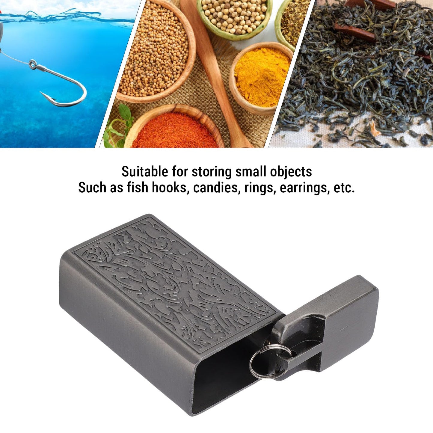 RIZGHWOY Portable Airtight Container, Aluminum Alloy Storage Box for Travel Camping Fishing to Keep Small Items Dry Clean Safe (Black)