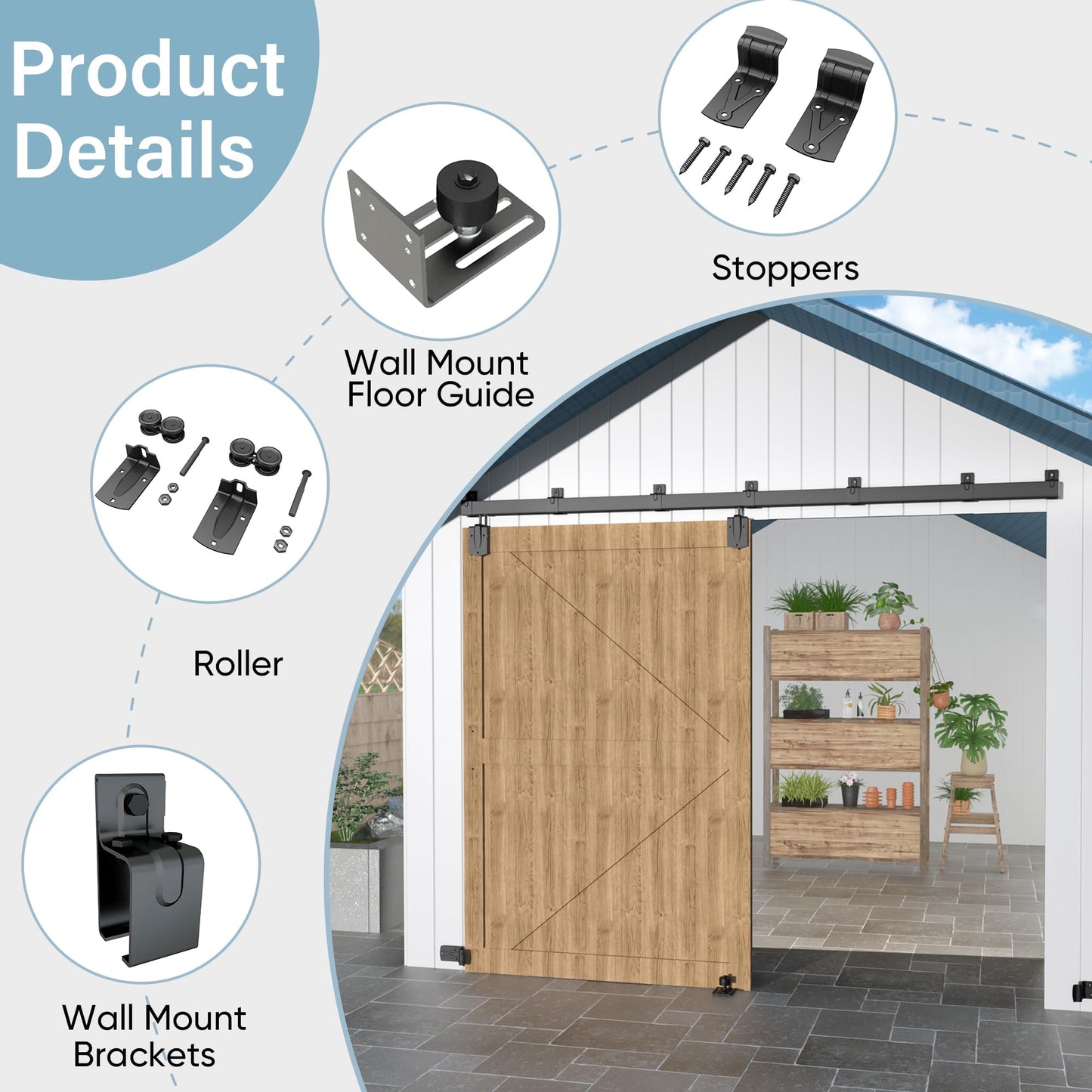 10FT Heavy Duty Exterior Barn Door Hardware Kit, BarnBase Box Rail Hardware kit, Outdoor Barn Door Hardware Kit for 1 Door(Door not Include), 450 lbs Capacity, Black